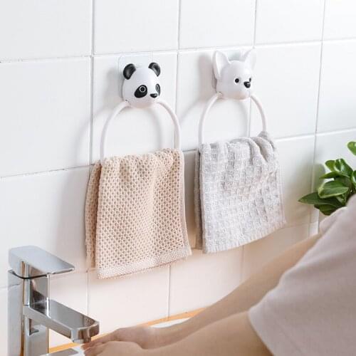 Home Organizer Cute Cartoon Animal Children Towel Rack Hanging Holder Bathroom Hanger Shelf For Kitchen Supplies Accessories