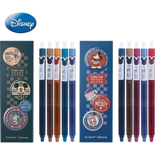 5 Pcs Disney Mickey Gel Pen Student Press Black Core 0.5mm Cartoon Cute Ballpoint Pen for School Stationery Office Writing Pen