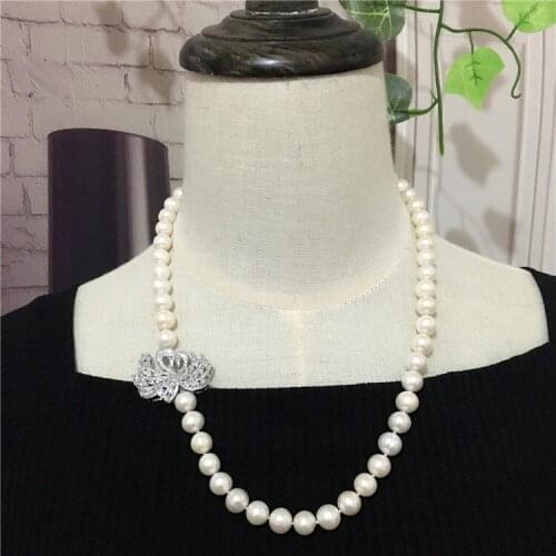 Hot sell 9-10mm 50cm white natural freshwater pearl necklace swan accessories fashion jewelry
