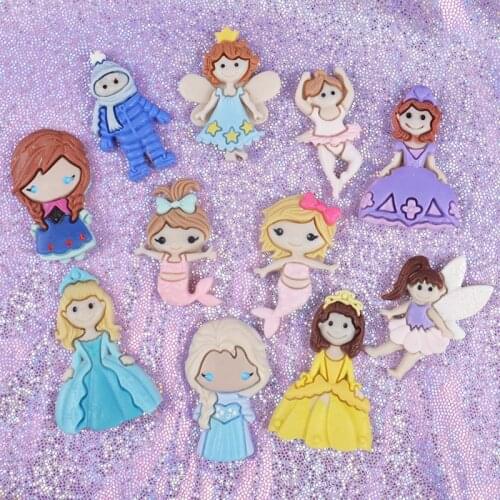 50pcs/lot Kawaii Resin Princess Girl Flatback Cabochon For Scrapbooking DIY Embellishments Girl Headwear Accessories Favor