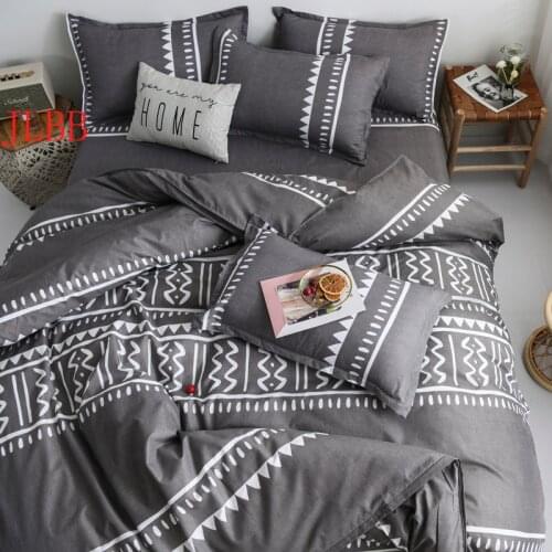 Geometric Home Linen Twin/Full/Queen Bedding Set Reactive Printing Bedclothes 3/4pcs Duvet Cover+Flat Sheet+Pillowcase Polyester
