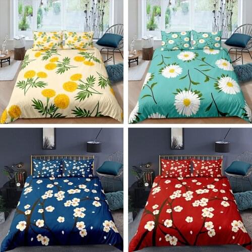 Plum Blossom Bedding Set 2/3Pcs Duvet Cover & Pillowcase(s) 3D Printed Quilt Cover Home Textile Gift