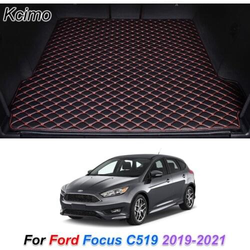 Leather Car Trunk Mat for Ford Focus C519 2019 2020 2021 Cargo Liner Trunk Floor Pad Carpet Car Accessories