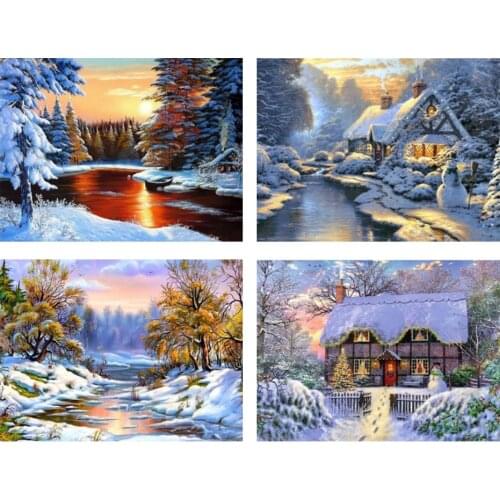 5D DIY Diamond Painting Winter Home Decoration Rhinestone Art Picture Kit Full of Diamond Embroidery Gifts Mosaic Wall Stickers