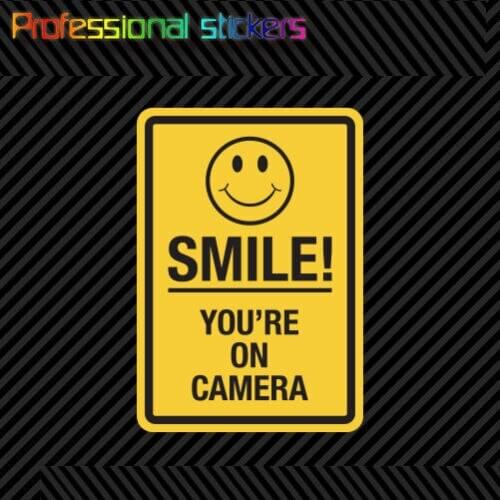 Smile You Are on Camera Sticker Decal Self Adhesive Vinyl Shop Window Cctv for Car,RV,Motorcycle,Laptops,office Supplies