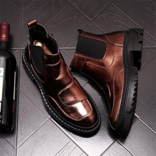 Autumn New S Gold Punk Mens Martin Shoes Hip Hop High Tops Height Increasing Ankle Boots Zapatillas Hombre