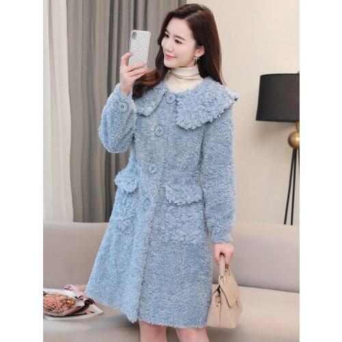 Lamb Fur grass womens middle and long 2021 winter new Kara roll sheep shearing coat womens thin and thick coat