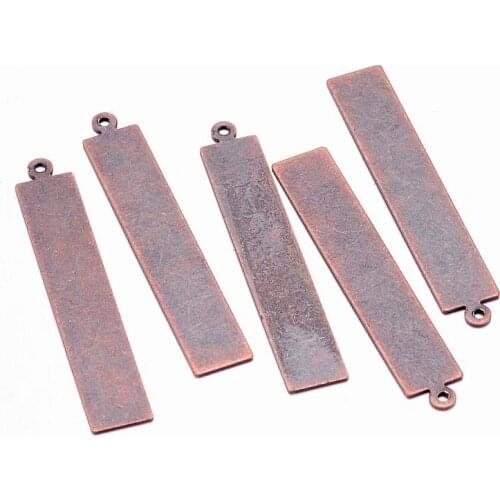 10pcs Classic Pendants DIY Jewelry Findings Metal Brass Blank Stamping Tags Rectangle Red Copper Long Strip Jewelry For Women