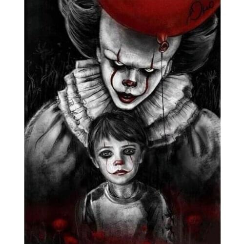 Full Square/round 5D Diy Diamond Painting Skull Man Horror Clowns and Baby Cross Stitch Mosaic Needlework Diamond Embroidery