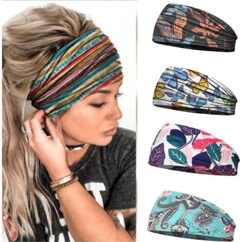 Women Hair Bands Headband Bohemian Sports Run Bandage Elastic Girl Wide Headband Print Wide Headwrap Headpiece Hairband Ladies