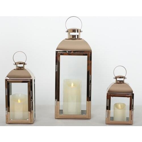 Simple Rose Gold Candlestick Soft Home Decorations Stainless Steel Wind Lamp Outdoor Candlestick Wedding Dinner Tabletop decor