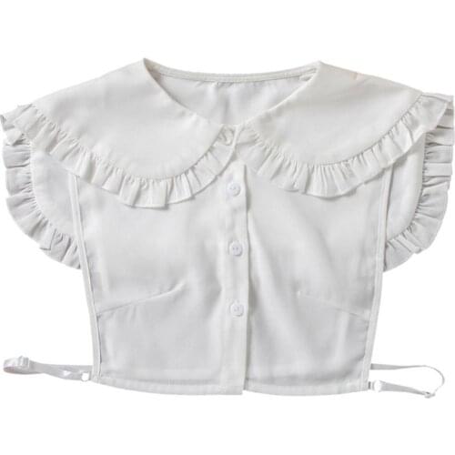 Women Girls Doll Detachable Fake Collar Ruffles Lapel Shawl Shoulder Wrap Shirt