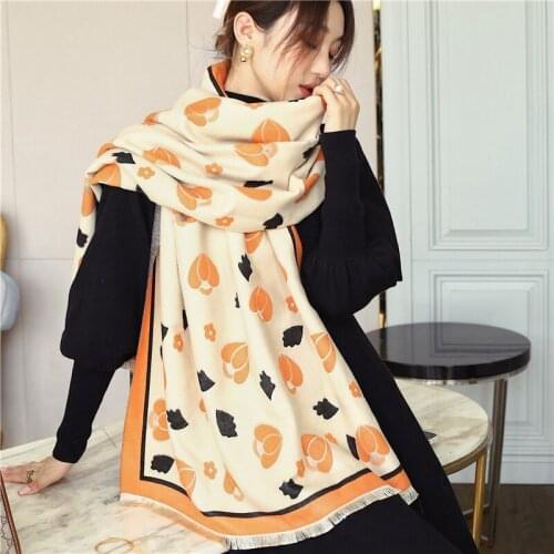 2021 Winter Scarf Cashmere Shawls Elegant Floral Wrap Hijab For Ladies Autumn Warm Blanket Double-sided Female Bufanda Stoles