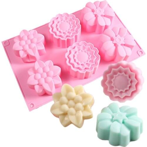 Flowers Silicone Cake Mold DIY Fondant Chocolate Sugar Clay Crafts 3D Mould Cake Mooncake Mold Kitchen Baking Decorating Tools