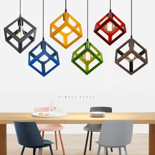 Nordic Vintage LED Pendant Light Suspension Lamp Colorful Hanging Lighting Fixture Restaurant Kitchen Island Bar Hotel Home Deco