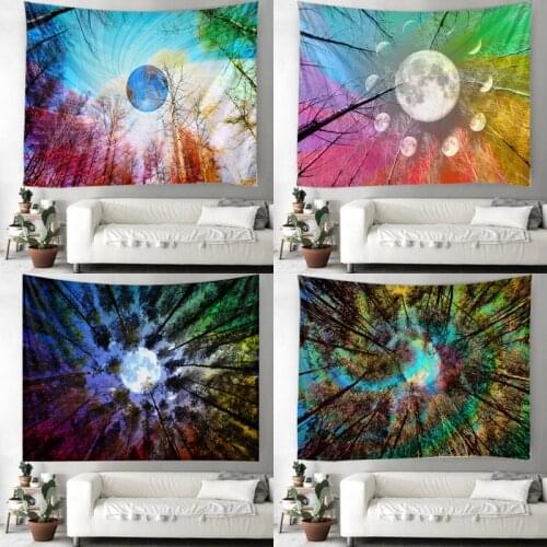 Boho Decoration Home Decor Beautiful Treetop Moon Wall Mounted Hippie Wall Hanging Bohemian Wall Tapestry Mandala Wall Decor