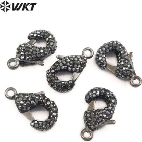 WKT JF318 Classic Lobster Clasp Jewelry Accessory With Rhinestone Pave Can As A Link Clasp For Female Bracelets And Necklaces
