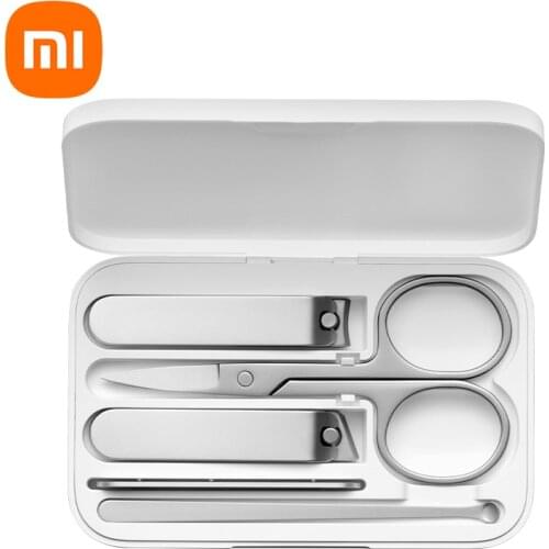 XIAOMI Mijia 5pcs Stainless Steel Nail Clipper Set Portable Fingernail Toenail Manicure Pedicure Nail File Earpick Original Mi
