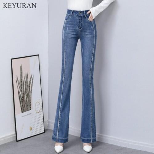 Women Vintage Blue Flare low Waist Pants Jogging Loose Omighty Pant Elastic Trousers Straight Leg Female Streetwear Casual Jeans