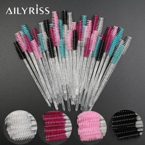 1000pcs Mix Colors Eyelash Brush Top Quantity Nylon Disposable Mascara Wands Lashes Gold Handle Makeup Brushes Eyelash Extension