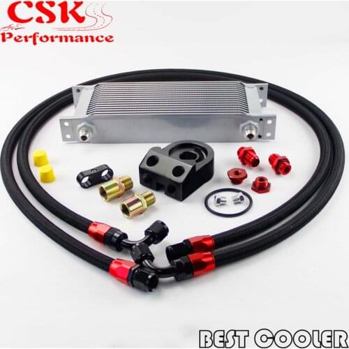 16 Row AN-8AN Universal Engine Oil Cooler Kit For EVO DSM EK EG STI WRX SR20DET