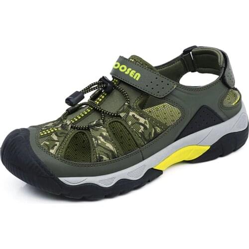 2021 Summer Pu Leather Sandals For Men Rubber Outdoor Men Beach Shoes Anti-Slip Trekking Sandals Weight Light Male Hiking