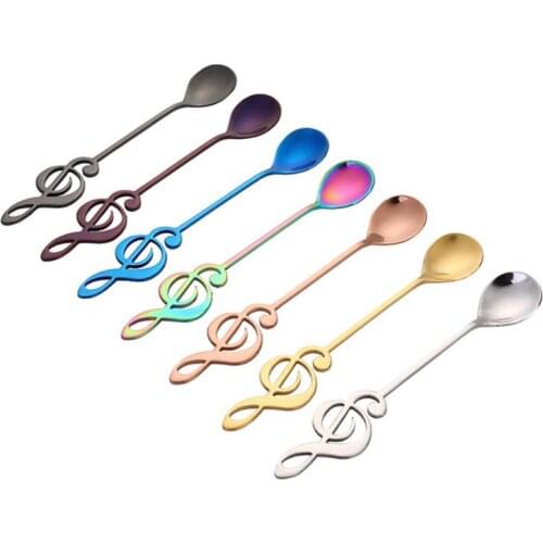 304 Stainless Steel Spoon Musical Notes Coffee Spoon Stirring Spoon Mug Spoon Music Bar Ice Cream Creative Cutlery Tableware
