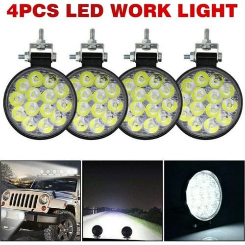4pcs 48W 14 LED Work Light LED Car Auto Front Fog Light 12V 24V For Truck SUV 4X4 4WD Headlights Off-road LED Round 1000Lm 6000K