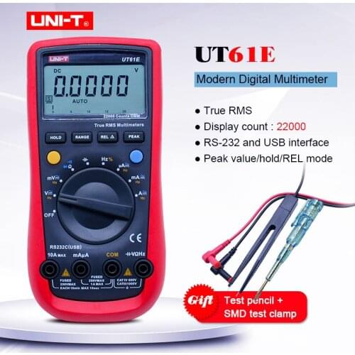 UNI-T UT61E Trus RMS Digital Multimeter;AC DC voltage Current Ohm Tester;Diode Test/Continuity Buzzer ;Software PC Connect+Gift