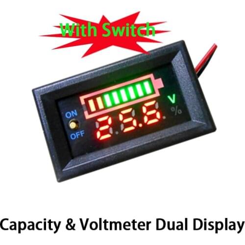 2S 3S 4S Lithium Battery 12V 24V 48V Lead acid Battery Capacity Indicator Digital Voltmeter Charge Level Tester Dual Display