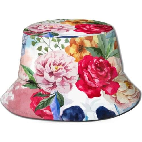 CINESSD 2021 New Fishermans Hat Unisex Fashion Bob Cap Ethnic Skull And Rose Hip Hop Gorros Panama Windproof outdoor Bucket Hat