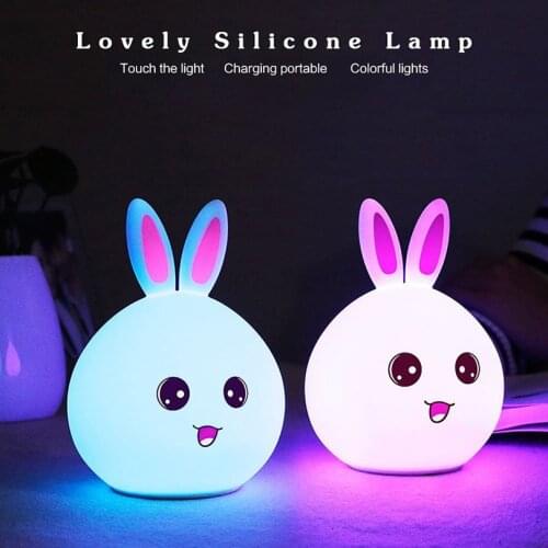 LED USB Charge 3D Rabbit Lamp LED Night Light Flexible Touch Sensor Light Bedroom Book Table Night Lamp kid baby Sleep toy Light