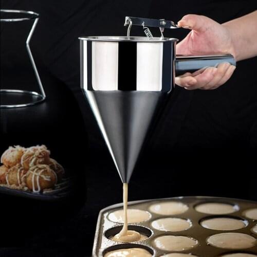 Pancake Batter Dispenser Stainless Steel Fish Ball Funnels Handheld Stirring Batter Separator Kitchen Baking Tools