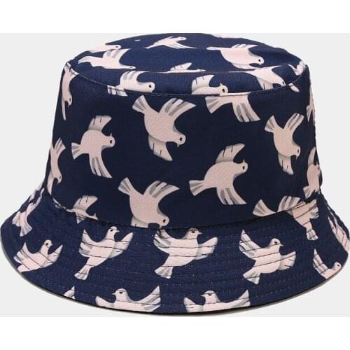 Cotton Cartoon Animals Print Bucket Hat Fisherman Hat Outdoor Travel Hat Sun Cap Hats for Men and Women 350