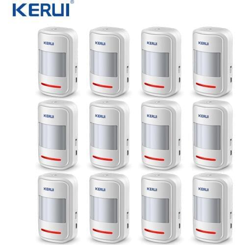 Kerui 12pcs P819 Rechargeable 5V USB 433MHz Wireless PIR Motion Detector For GSM PSTN Security Alarm System Auto Dial Alarm Kit
