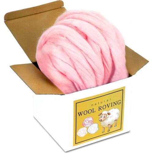 LMDZ Pink 8.82oz Yarn Super Soft Bulk Roving Merino Wool for Needle Felting Wool Supplies for Handmade and DIY Craft