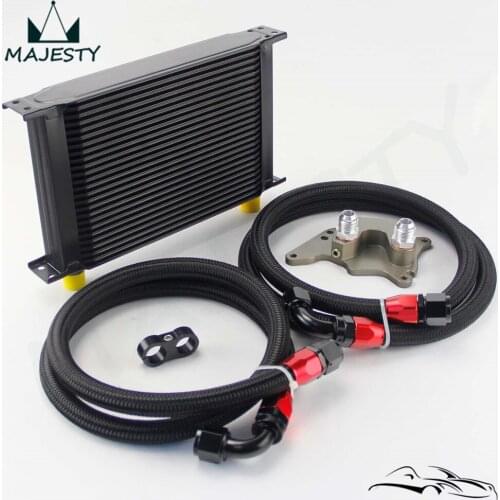 25 Row 248mm AN10 British Oil Cooler Kit Fits For BMW Mini Cooper R56 Supercharger Black/Silver