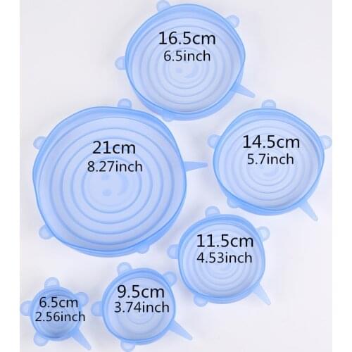 Reusable 6 Pcs/set Universal Silicone Stretch Lids Kitchen Fruit Cup Bowl Food Cover Vacuum Sealed Wrap Lids Fresh Cling Film