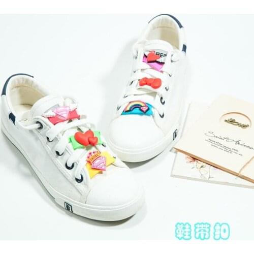 Fashion Cartoon Heart/Bow/Wings Appliques Silicone Shoelace Clip Shoe Decorations For Children One Pair Free Shipping