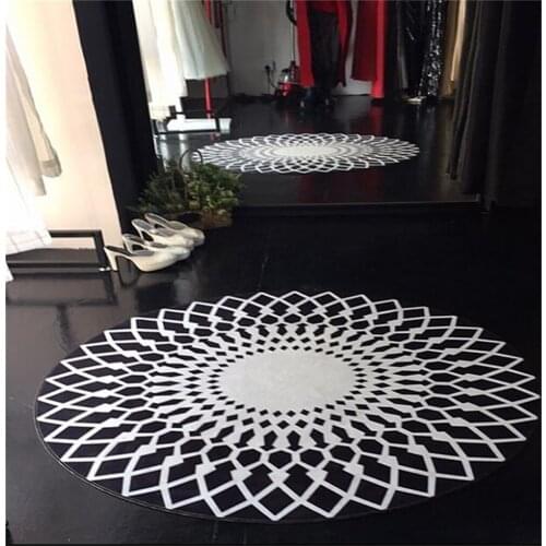 Geometric Stripe Nordic Fashion Round Carpet coffee table room bedroom living room Rug garden kids mat computer chair cushion