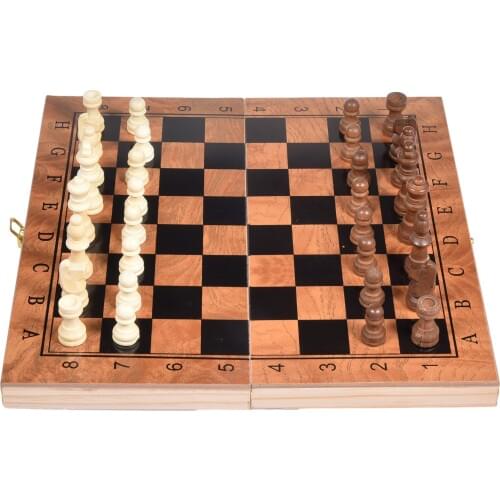 3-in-1 Wooden Chess Set With Folding Chessboard International Checkers Puzzle Game Board Games Engaged Birthday Gift