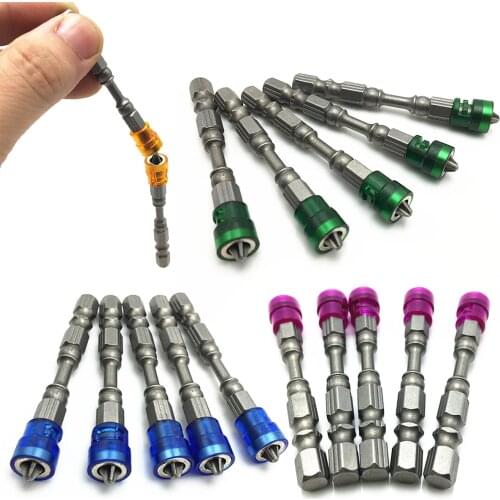5pcs PH2 Magnetic Screwdriver Bit Anti-Slip S2 Steel Electric Screw Driver Set 1/4" Hex Shank Single Head Power Tools