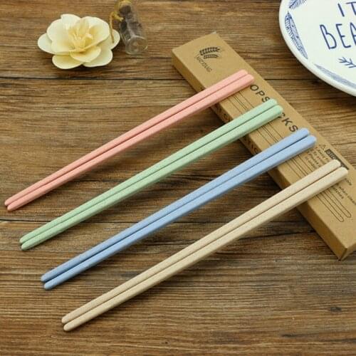 Cathylin Wheat Straw Chopsticks 4 Piece Set Non-slip Portable Reusable Dishwasher-safe Design With Box OT19027