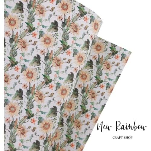 New Rainbow 30x138cm Autumn Sunflower Corn Leaves Faux Leatherette Roll For Bows, DIY Crafts, Cricut, Earrings, Accessorie