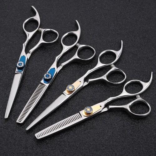 Professional Japan 440c 6 inch gem hair scissors haircut thinning barber makas scisors hair cutting shears hairdresser scissors