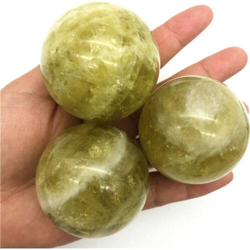 Wholesale 1PC Natural Citrine Yellow Quartz Crystal Sphere Ball Polished Healing Stones Decor Natural Quartz Crystals