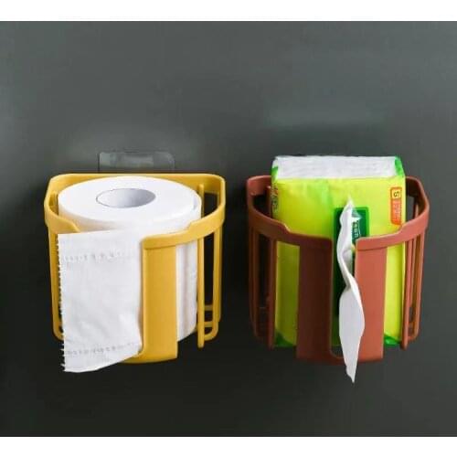 Bathroom Organizer And Storage Holder Storage Rack Wall Mounted Tissue Box Drain Shelf Hanging Hook Strong Adhesive Free Drill