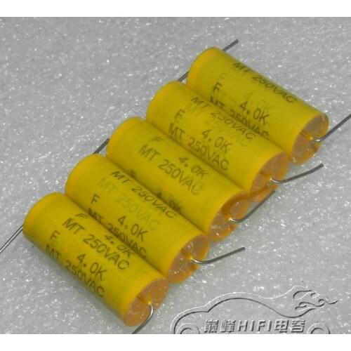 Original new 100% 250V4UF 405K 250VAC copper foot axial AC electrodeless polyester film capacitor (Inductor)