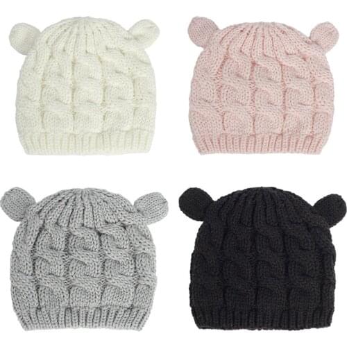 2020 Fall Winter baby hat bonnet earmuff outdoor warm beanies Cute Ear style kniiting wool hat 3 sizes for 0-18 months Children