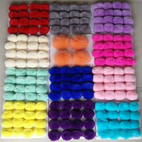 8CM Real Fur Pompons Natural Rex Rabbit Hair Ball bulb Pom Pom Bulb for Keychain Bag Pendant poret clef for DIY 16PCS Wholesale
